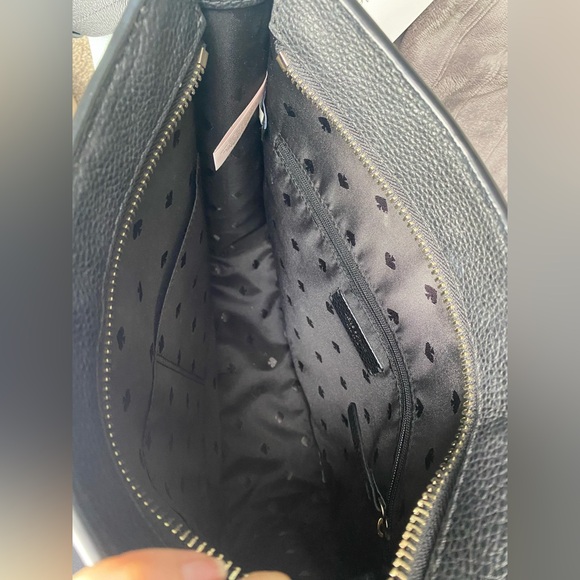Kate Spade Black Pebbled Leather Crossbody Satchel Bag, Tassel Detail, Like New - Picture 5 of 13